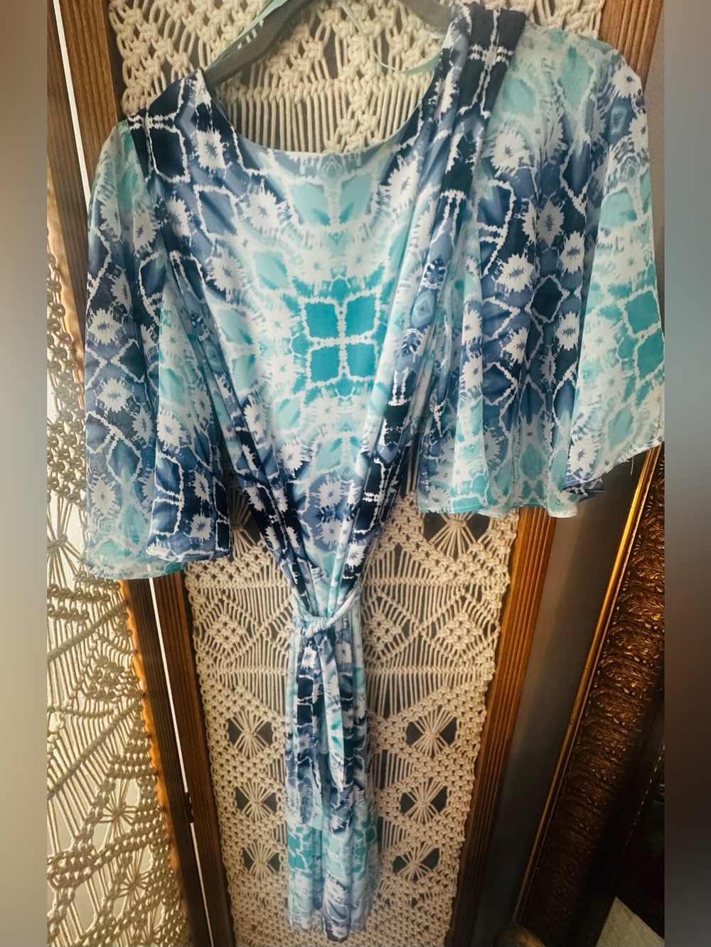 NorthStyle Size 8 Teal Blue Geometric Boho Maxi Dress